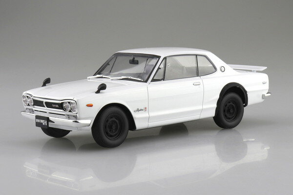 【6月発売予定】 【送料無料】 アオシマ 1/24 楽プラ スナップカー No.01-WH KPGC10 スカイラインHT 2000GT-R 1971 ホワイト プラモデル