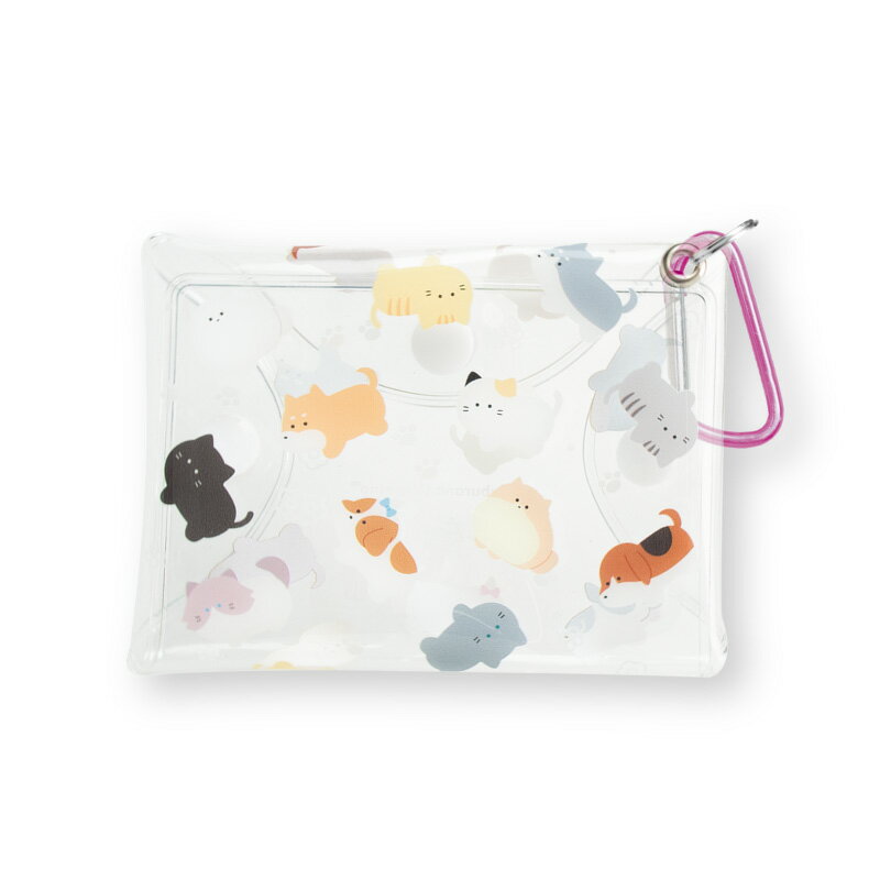 【定形外郵便送料無料】　つぶらな瞳のクリアマルチケース 犬と猫