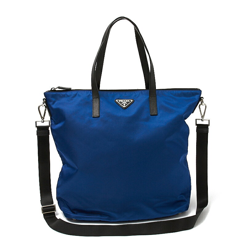 全品送料無料 プラダ Prada 2wayバッグ ナイロン レザー ブルー ブラック トートバッグ ショルダーバッグ レディース 早割クーポン Www Amir Org Rw