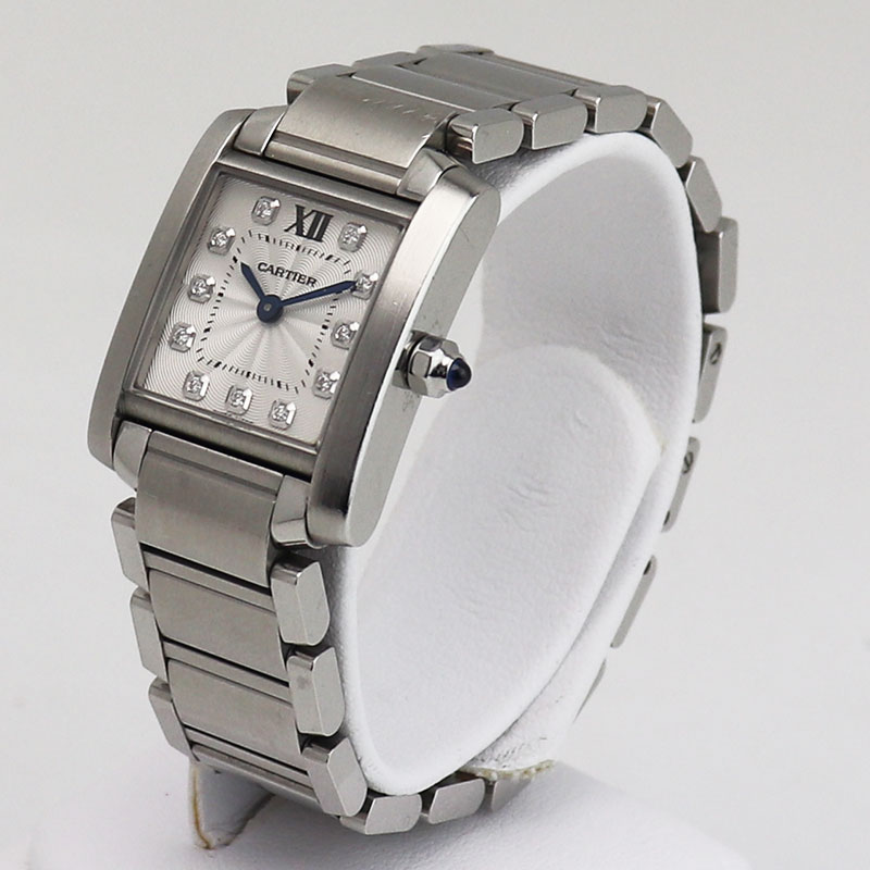 カルティエ Cartier タンクフランセーズSM WE110006 11Pダイヤ クオーツ レディース 腕時計【中古】