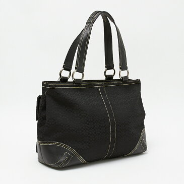 コーチ COACH ソーホー ミニシグネチャー トートバッグ 6427 ブラック レディース ショルダーバッグ【中古】