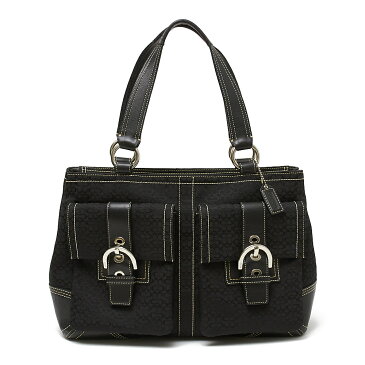 コーチ COACH ソーホー ミニシグネチャー トートバッグ 6427 ブラック レディース ショルダーバッグ【中古】