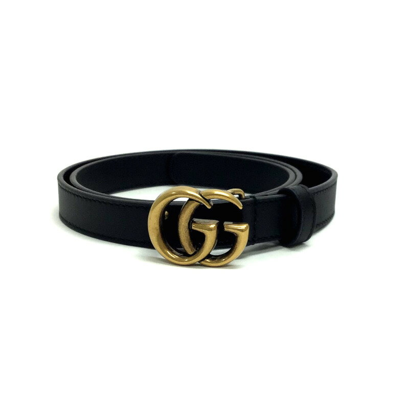 グッチ GUCCI レザーベルト 409417 ブラック レディース ベルト【中古】