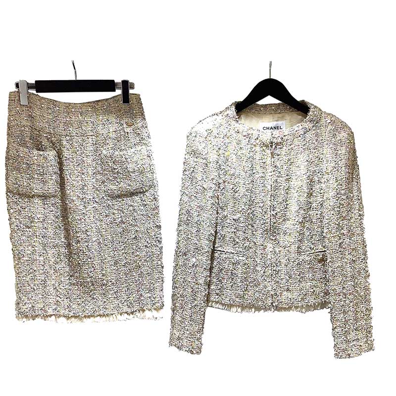 激安超安値土曜も営業中 11p レディース セットアップ Chanel 中古 マルチカラー シャネル P P シャネル マルチカラー セットアップ レディース 送料無料 Okura おお蔵 店シャネル スーツ セットアップ ツイードセットアップ スカートスーツ