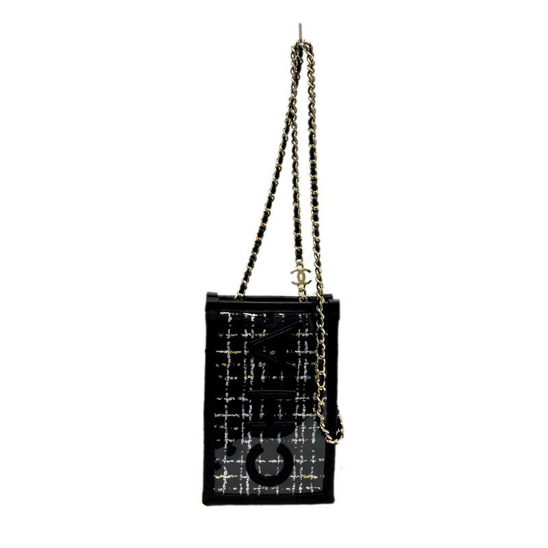 シャネル CHANEL CCロゴ ビニール チェーンショルダーバッグ ブラック ゴールド金具 レディース【中古】