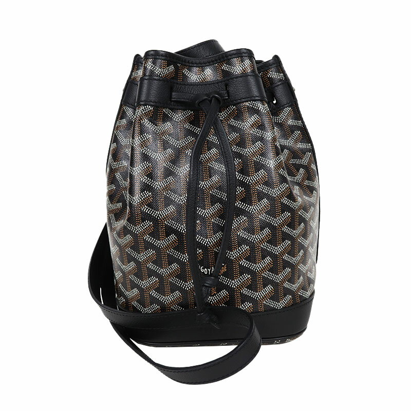 ゴヤール GOYARD プティ・フロ PM バケットバッグ PVC/レザー ブラック×ブラウン レディース ショルダーバッグ【中古】