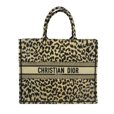 クリスチャン・ディオール Christian Dior Book tote ブックトート ラージバック MIZZA エンブロイダリー M1286ZRHM-M918 レオパード トートバッグ 【中古】