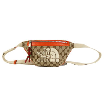 グッチ GUCCI ウエストポーチ ノースフェイスコラボ 650299 ベージュ×オレンジ レディース ボディバッグ【中古】