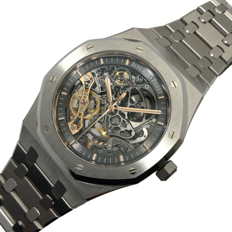 オーデマ・ピゲ AUDEMARS PIGUET ロイヤルオーク ダブルバランスホイールオープンワーク 15407ST.OO.1220ST.01 グレー メンズ 腕時計【中古】