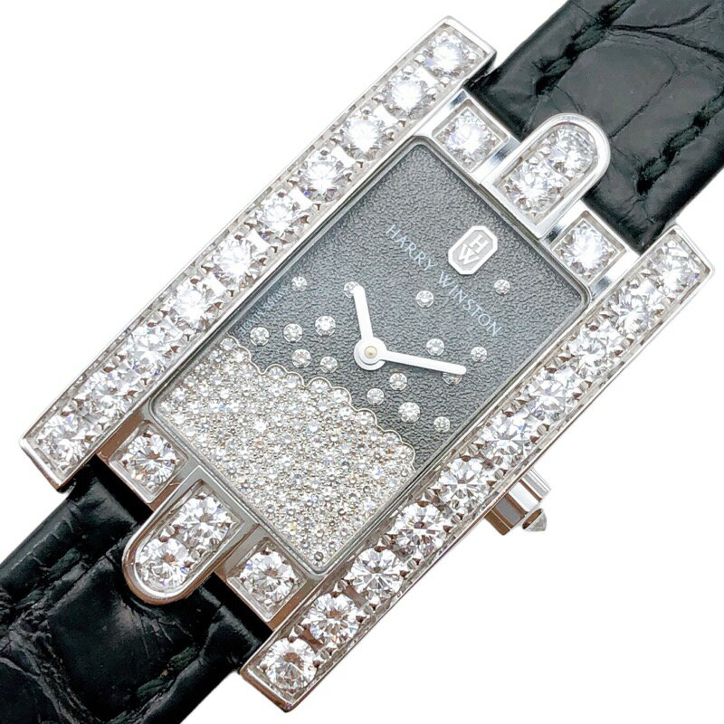 ハリーウィンストン HARRY WINSTON アヴェニュー ダイヤモンドドロップス AVEQHM21WW280 シルバー×ブラック 750WG・純正ダイヤモンド クオーツ レディース 腕時計【中古】