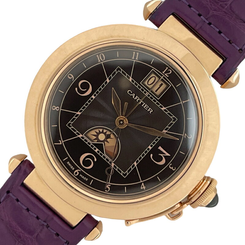 カルティエ Cartier パシャXL ナイト＆デイ ブラウン ギョーシェ W3030001 ブラウン K18PG 自動巻き メンズ 腕時計【中古】