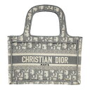 クリスチャン・ディオール Christian Dior ブックトート ミニ オブリーク キャンバス グレー×ホワイト レディース ハンドバッグ【中古】