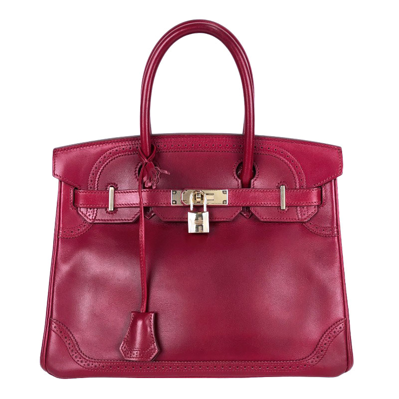 エルメス HERMES バーキン30 ギリーズ □P刻 ルビー ゴールド金具 タデラクト レディース ハンドバッグ【中古】