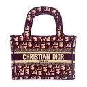 クリスチャン・ディオール Christian Dior ブックトート ミニ オブリーク キャンバス ボルドー×ライトベージュ レディース ハンドバッグ【中古】