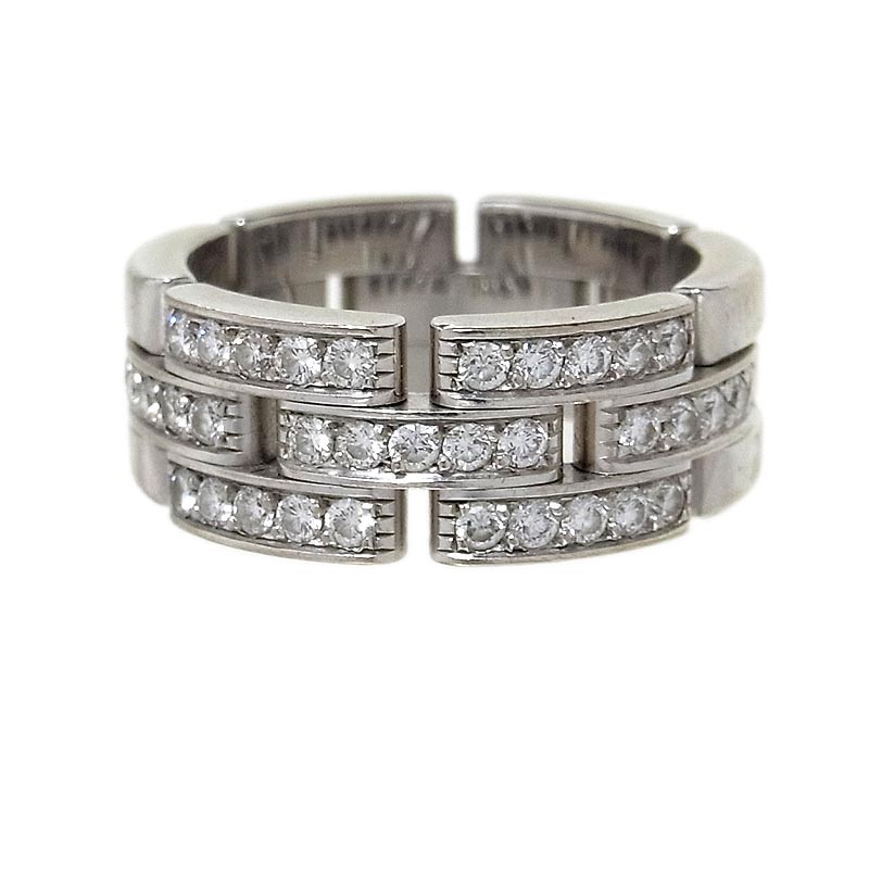 【最大3万円OFFクーポン配布中！】カルティエ Cartier マイヨンパンテールリング 3連 ハーフパヴェ ダイヤモンド K18WG ダイヤモンド ジュエリー【中古】のサムネイル