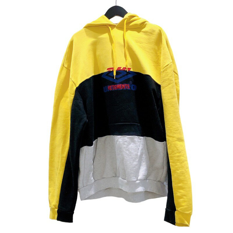 ヴェトモン VETEMENTS ×UMBRO ×DHL　再構築パーカー イエロー/グレー/ブラック メンズ パーカー【中古】