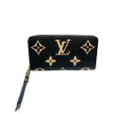 ルイ・ヴィトン LOUIS VUITTON ジッピーウォレット M80481 ブラック×ベージュ モノグラム・アンプラント レディース 長財布【中古】