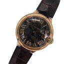 カルティエ Cartier バロンブルーLM W6920037 ブラウン K18PG/クロコダイルレザーベルト ユニセックス 腕時計【中古】