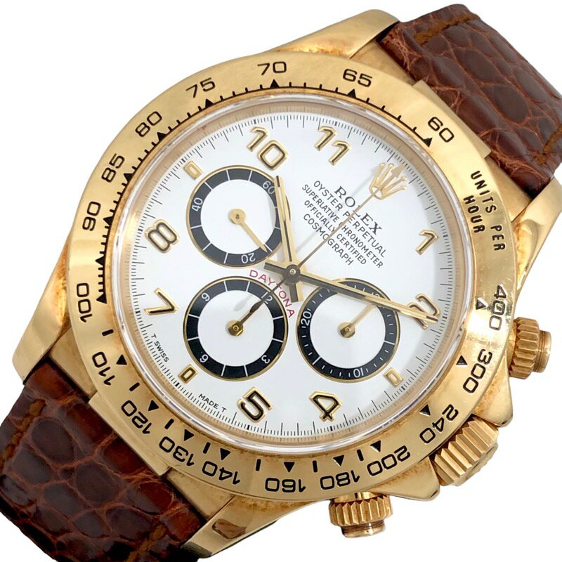 ロレックス ROLEX コスモグラフ・デイトナ N番 16518 ホワイトアラビア YG/革ベルト 自動巻き メンズ 腕時計【中古】