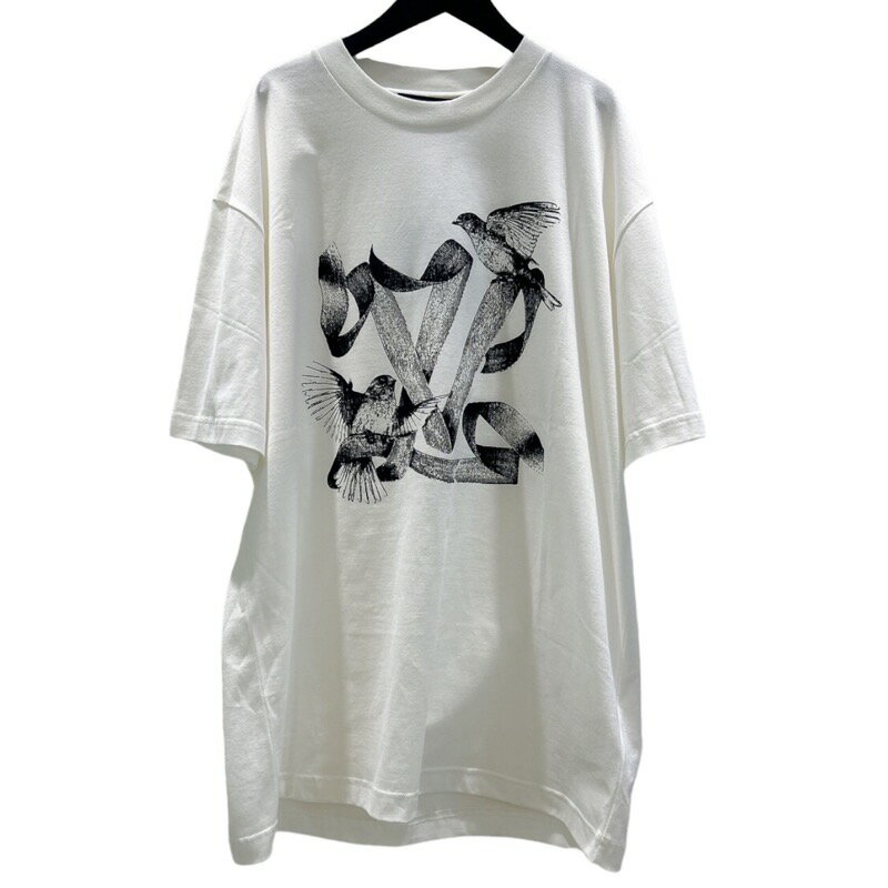 ルイ・ヴィトン LOUIS VUITTON プリンテッドコットンTシャツ　LVロゴグラフィック　Tシャツ　23AW 1ABXR5 ホワイト/ブラック コットン メンズ 半袖Tシャツ【中古】