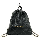 シャネル CHANEL CHANEL22 バックパック AS3313 ブラック ゴールド金具 カーフスキン レディース リュック・デイパック【中古】