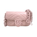 【0301～ 最大3万円OFFクーポン＆1日限定ポイント2倍】グッチ GUCCI GGマーモント ベルトバッグ 699757 ライトピンク レザー レディース ショルダーバッグ【中古】