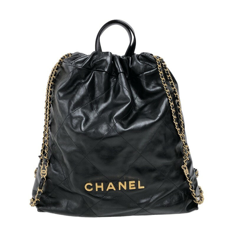 シャネル CHANEL CHANEL22 バックパック AS3313 ブラック ゴールド金具 カーフスキン レディース ショルダーバッグ【中古】