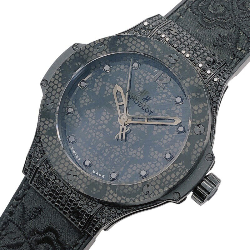 ウブロ HUBLOT ビッグバンブロイタリーオールブラックダイヤモンド 343.SV.6510.NR.0800 ブラック ステンレススチール SS/カーボン 自動巻き レディース 腕時計【中古】