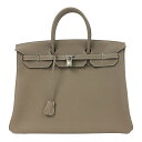 エルメス HERMES バーキン40 B刻 エトゥープ シルバー金具 トゴ レディース ハンドバッグ【中古】