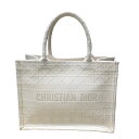 クリスチャン・ディオール Christian Dior ブックトートミディアム ホワイト キャンバス ユニセックス トートバッグ【中古】