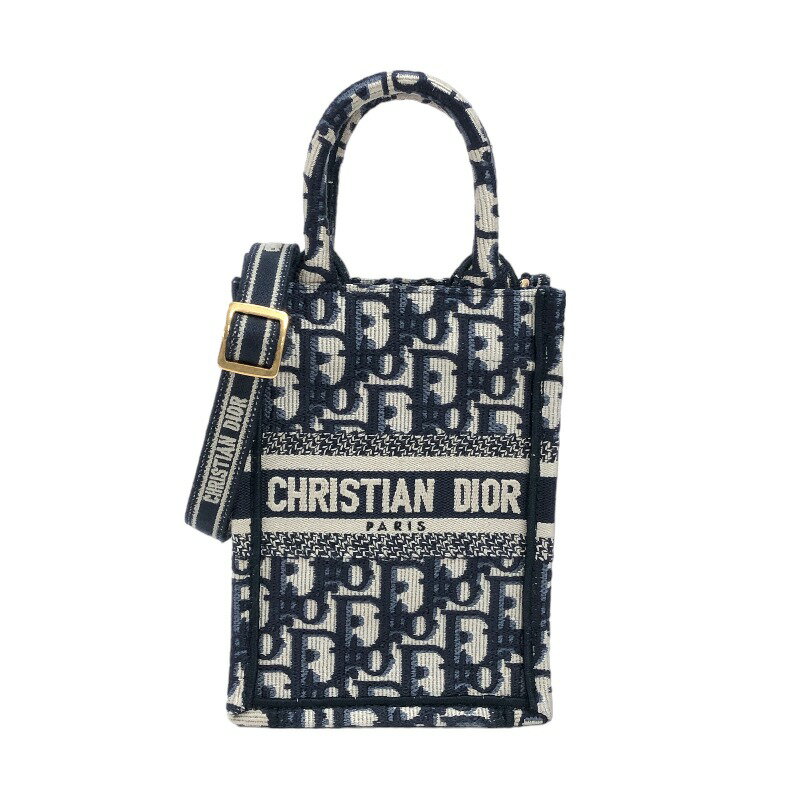 クリスチャン・ディオール Christian Dior ブックトート ミニフォンバッグ S5555CRIW ネイビー オブリークエンブロイダリー レディース ショルダーバッグ【中古】