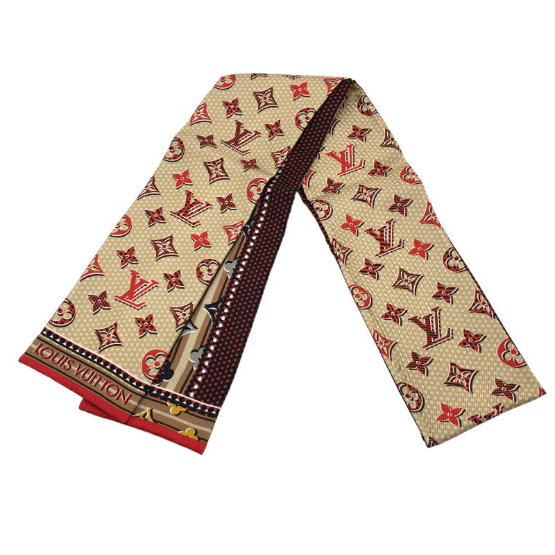 【1/1〜 先着順★最大3万円OFFクーポン＆1日限定ポイント2倍！】ルイ・ヴィトン LOUIS VUITTON バンドー モノドッツ M70848 ライトベージュ×マルチカラー シルク100％ レディース スカーフ【中古】のサムネイル