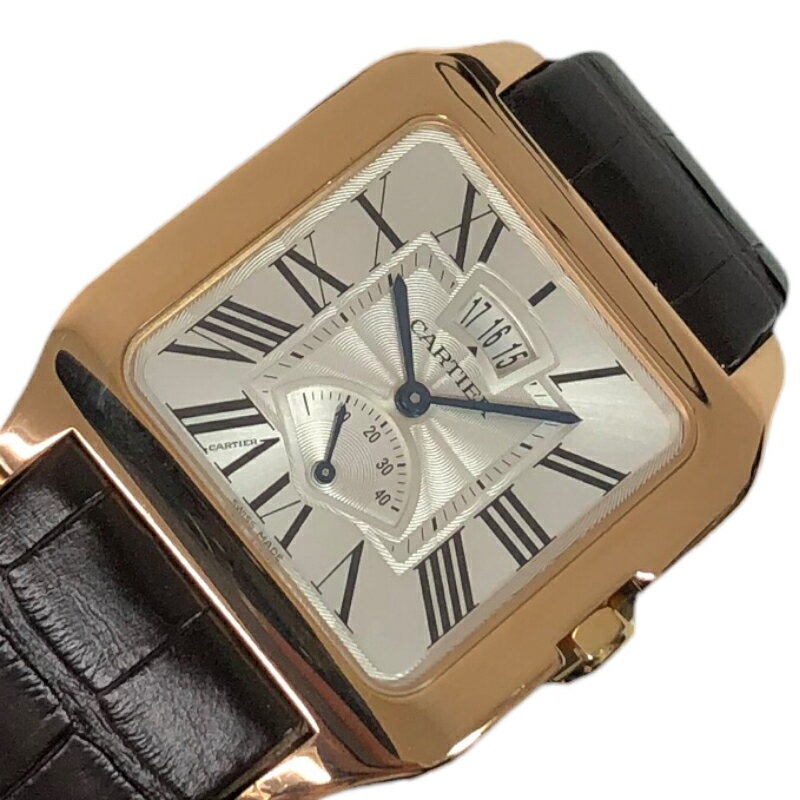 カルティエ Cartier サントスデュモンカレンダー＆パワーリザーブ W2020067 シルバー K18ホワイトゴールド K18PG メンズ 腕時計【中古】