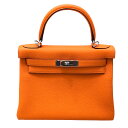 エルメス HERMES ケリー28 内縫い B刻印 オレンジミニアン トゴ レディース ショルダーバッグ【中古】