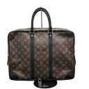 ルイ・ヴィトン LOUIS VUITTON ポルトドキュマン・ヴォワヤージュ M40225 ブラウン×ノワール モノグラム・マカサー メンズ ビジネスバッグ【中古】