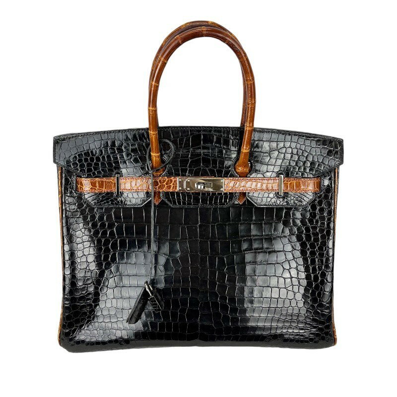 エルメス HERMES バーキン35 □I刻 ブラック/ミール/シルバー金具 ポロサス レディース ハンドバッグ【中古】