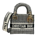 クリスチャン・ディオール Christian Dior レディディライトミニ M5000OZAE ブラック ホワイト ハウンドドゥースエンブロイダリー レディース ショルダーバッグ【中古】