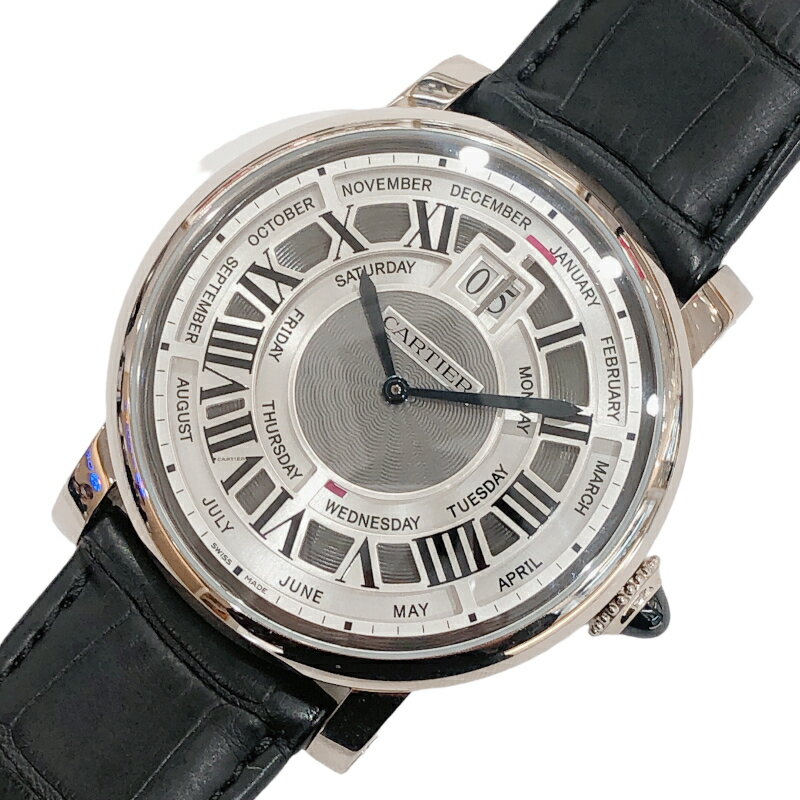 カルティエ Cartier ロトンド ドゥ カルティエ アニュアルカレンダー W15800002 シルバー K18WG/純正バックル 手巻き メンズ 腕時計【中古】