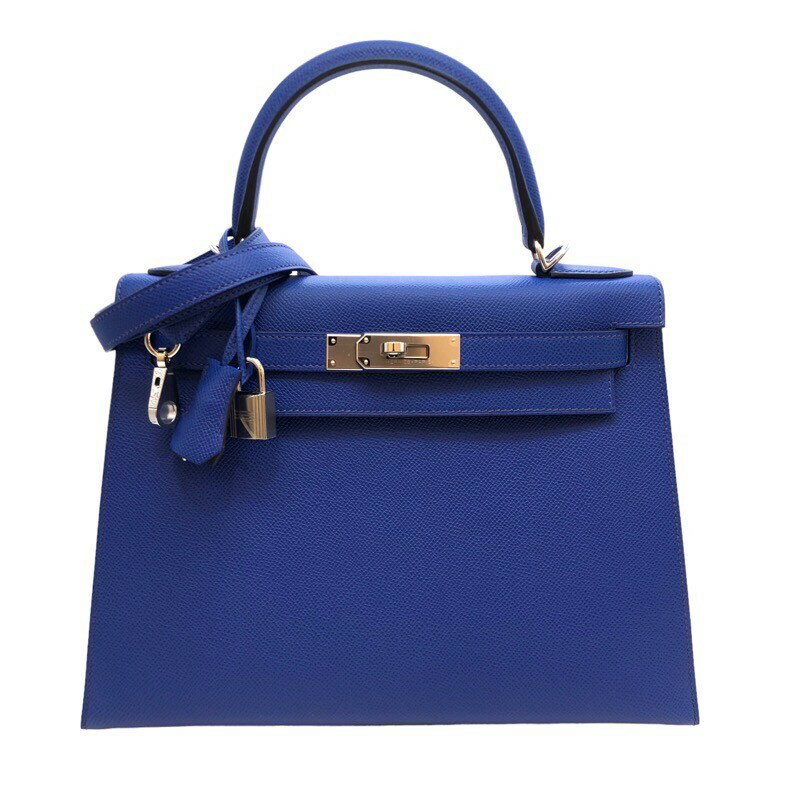 エルメス HERMES ケリー28 外縫い　ヴェルソ U刻印 ブルーフランス・レザン・ シルバー金具 エプソン レディース ハンドバッグ【中古】のサムネイル