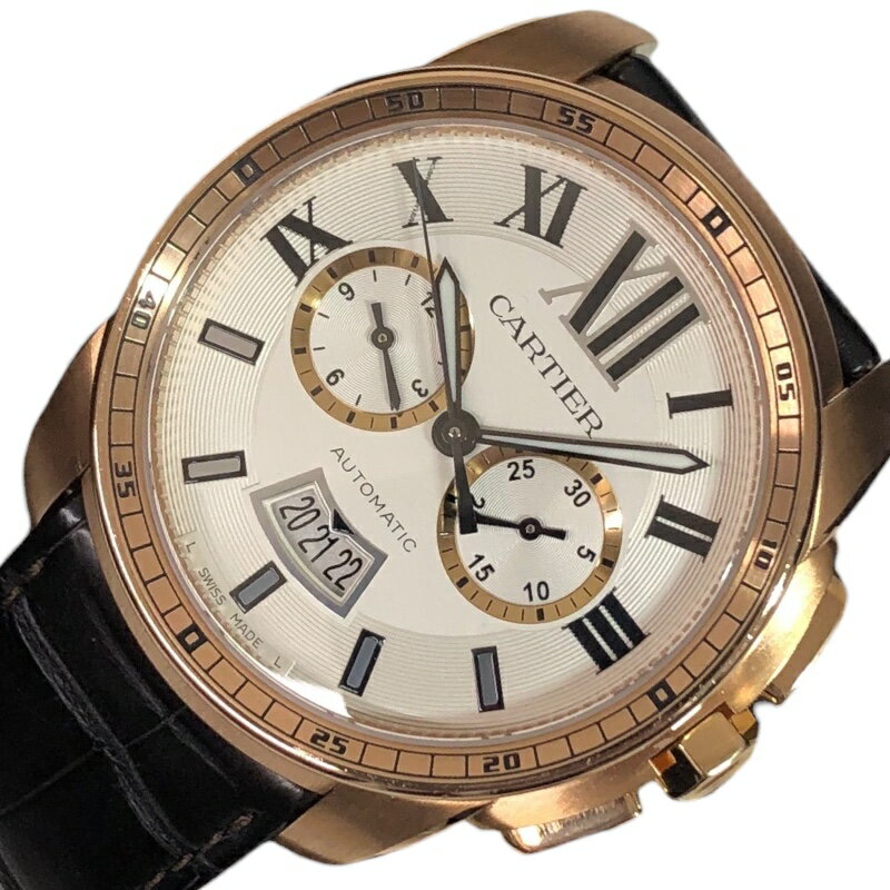 カルティエ Cartier カリブルドゥカルティエ クロノグラフ W71 00044 K14ピンクゴールド メンズ 腕時計【中古】