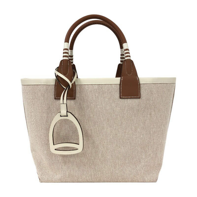 エルメス HERMES スティープル25 U刻 エクリュ×ゴールド トワルアッシュ/スイフト レディース ハンドバッグ【中古】のサムネイル