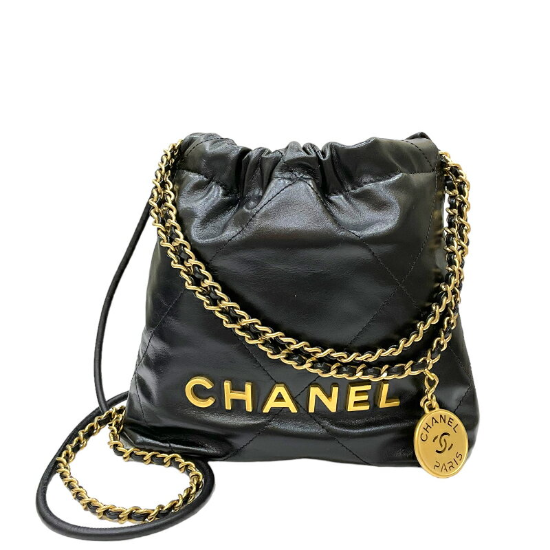 シャネル CHANEL CHANEL22 ミニハンドバッグ AS3980 ブラック ゴールド金具 シャイニーカーフ レディース ショルダーバッグ