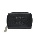 シャネル CHANEL ココマーク コインケース 18番台 ブラック シルバー金具 キャビアスキン レディース コインケース【中古】