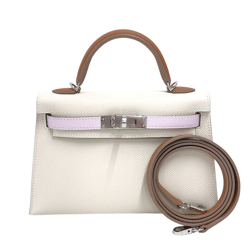 エルメス HERMES ミニケリー2 トリコロール B刻 クレ×ゴールド×モ－ヴペ－ル シルバー金具 エプソン レディース ハンドバッグ【中古】のサムネイル