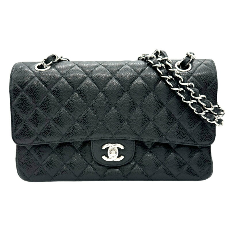 シャネル CHANEL マトラッセ25 チェーンショルダーバッグ A01112 ブラック シルバー金具 キャビアスキン レディース ショルダーバッグ【中古】