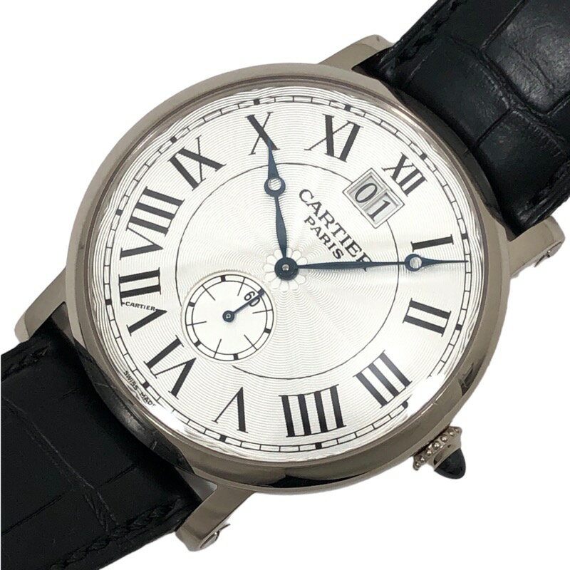 カルティエ Cartier ロトンド ドゥ カルティエ ラージデイトLM W1550751 シルバー文字盤 K18WG/レザーストラップ 手巻き メンズ 腕時計【中古】