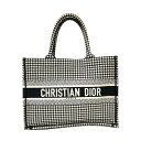 クリスチャン・ディオール Christian Dior ブックトート ミディアム M1296ZRPI ブラック×ホワイト キャンバス レディース トートバッグ【中古】