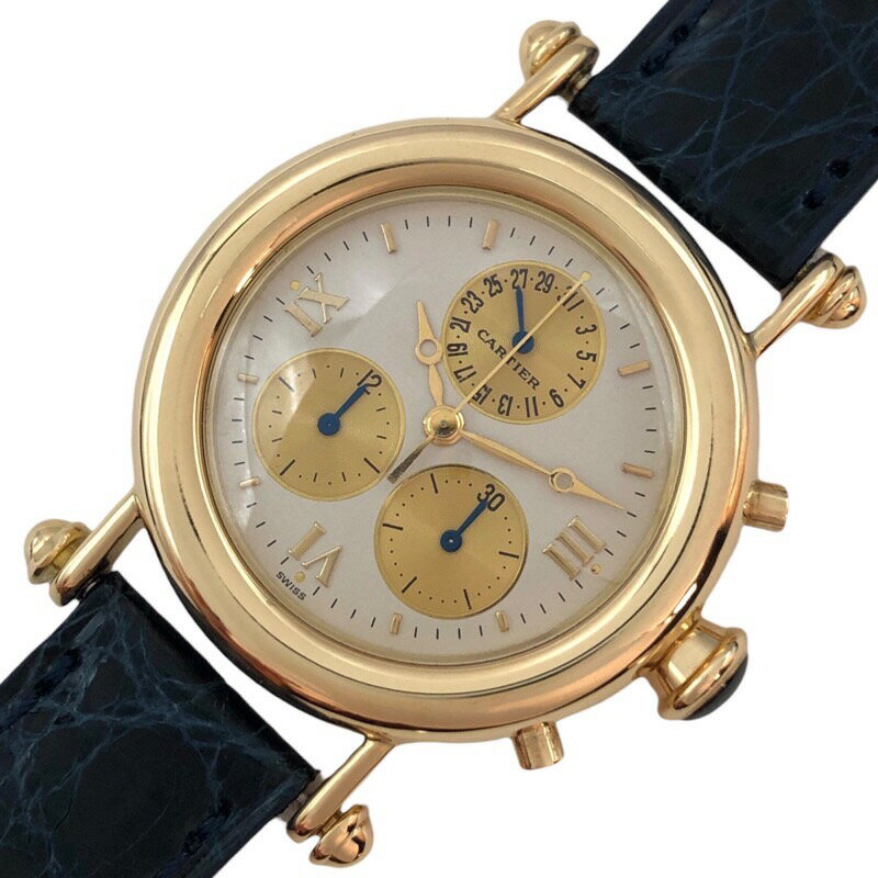 カルティエ Cartier ディアボロ LM クロノリフレックス W1508556 アイボリー K18YG レディース 腕時計【中古】