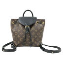 ルイ・ヴィトン LOUIS VUITTON モンスリNM BB M45516 ブラウン×ブラック モノグラム レディース リュック・デイパック【中古】