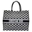 クリスチャン・ディオール Christian Dior ブックトート ラージ M12862RIQ ブラック・ホワイト キャンバス レディース トートバッグ【中古】